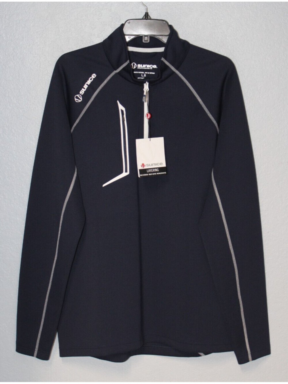 NEW Sunice Men Allendale 2.0 Element Shield Quarter Zip LARGE - Blue / White NWT